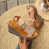 Women's Plus Size Platform Wedge Sandals, Floral Rhinestone Design for Beach Casual Wear