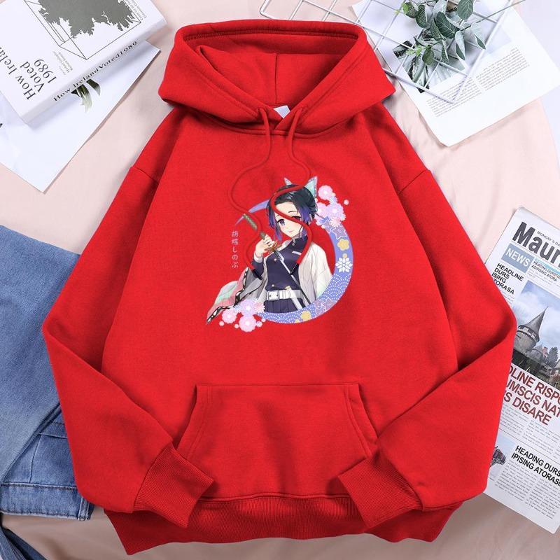 New Hot Anime Demon Slayer Kochou Shinobu with A Sword Womens Hoodie Casual Autumn Hoody Warm Fleece Tops Female Sweatshirt
