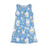 Girl Summer Dress Sleeveless Easter Printed Color Casual Dress