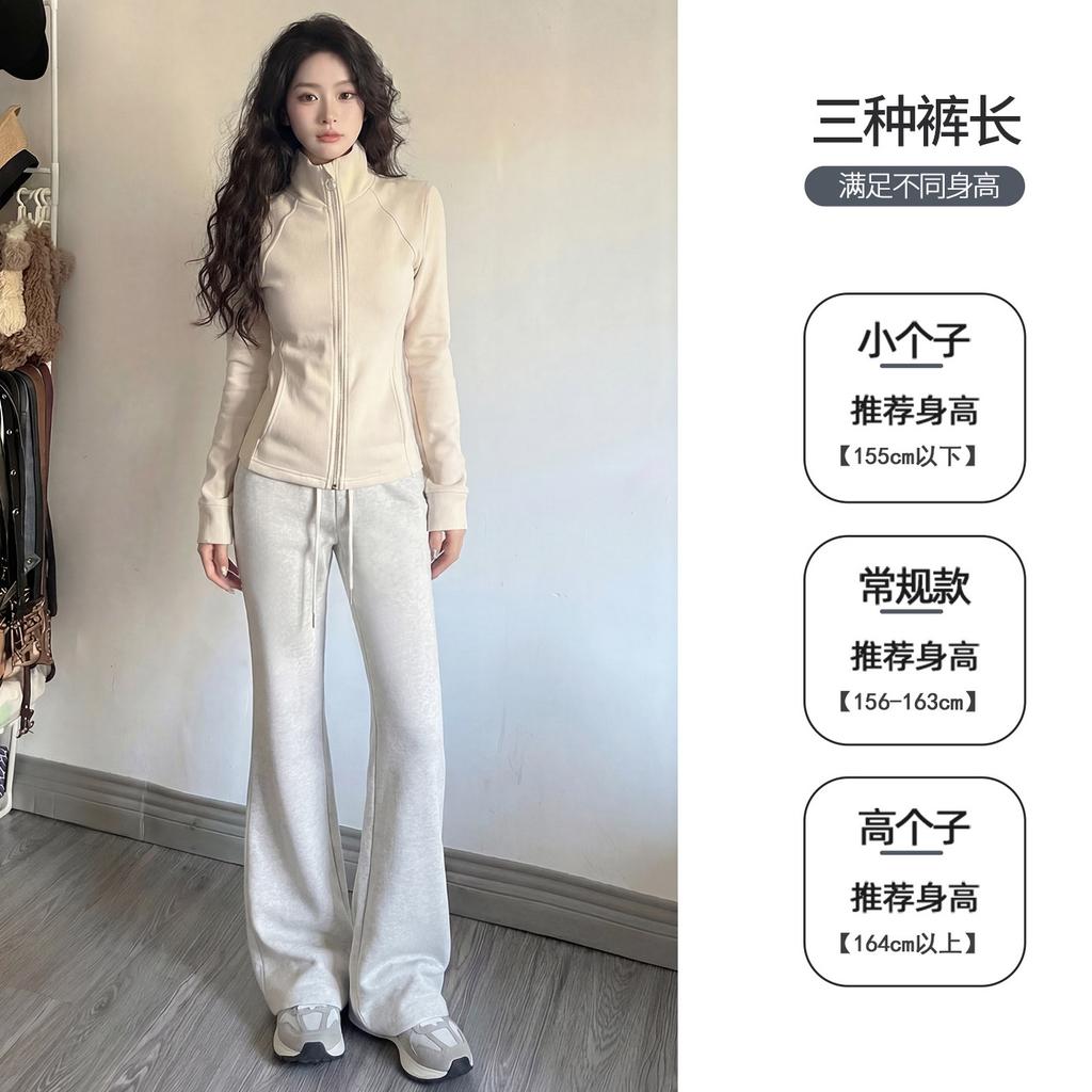 Women High Waist Flared Sweatpants Solid Color Slim Fit Micro Flare Casual Sports Pants For Autumn 2026