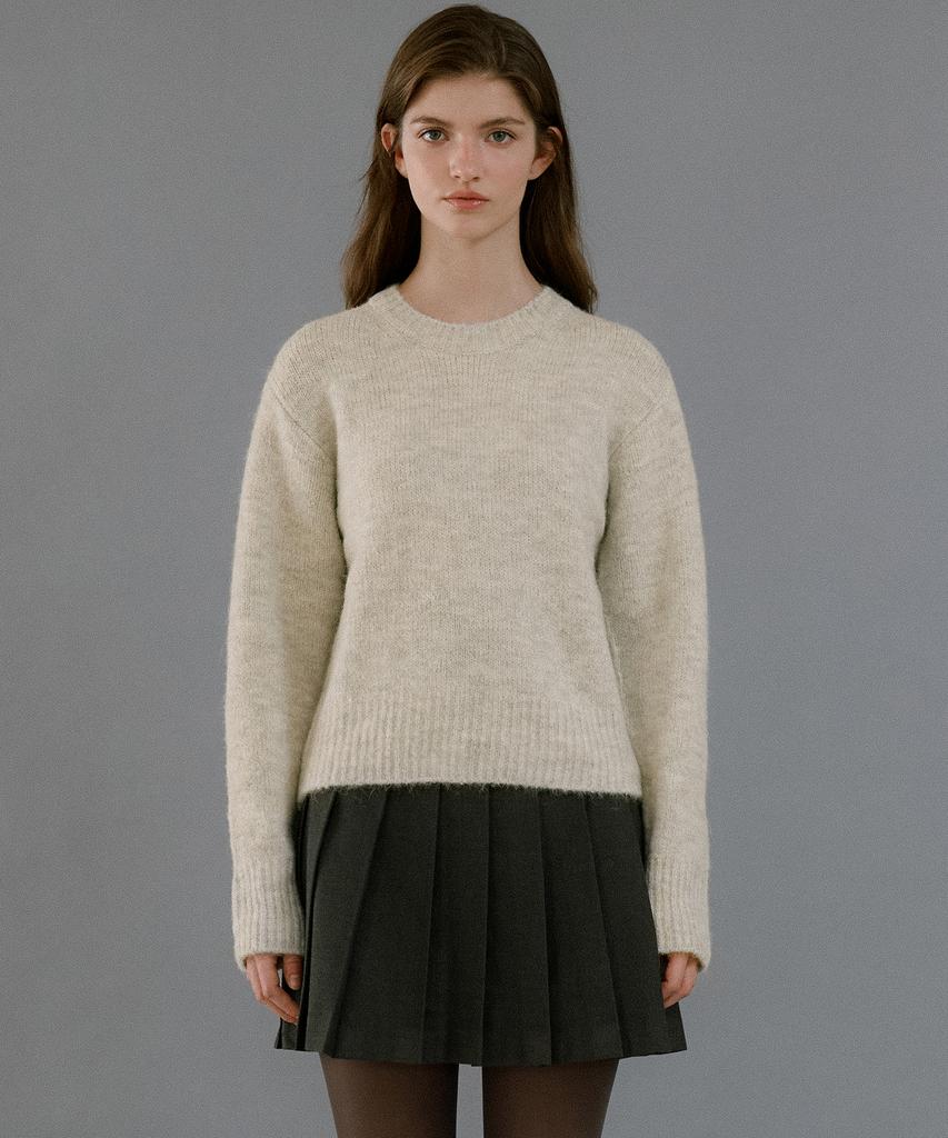 LETTERA Round Neck Alpaca Knit_3Color