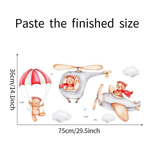 Cute Cartoon Bear Bunny Star Moon Wall Stickers for Kids Rooms Baby Room Wall Decor Wallpaper Girls Boys Bedroom Nursery Sticker