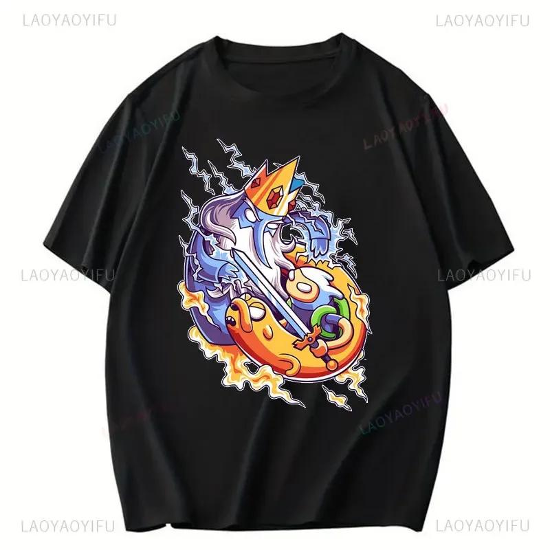 Fashionable Cotton T Shirt Adventure Time Cartoon Printing Shirt for Men Summer Street Wear New Trend Casual Unisex Clothes Tops