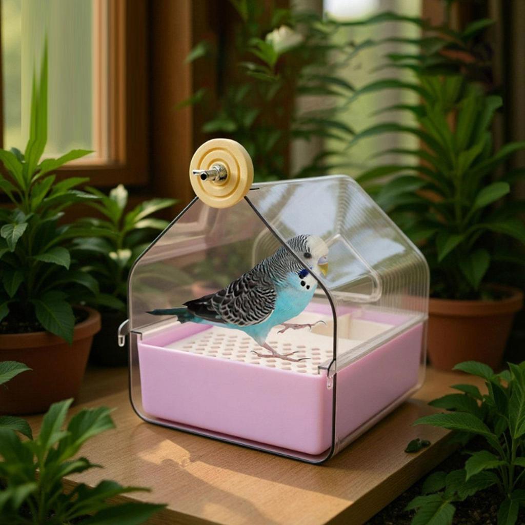 Hanging Bird Bath with Feeder Bathtub House for Canaries Finches