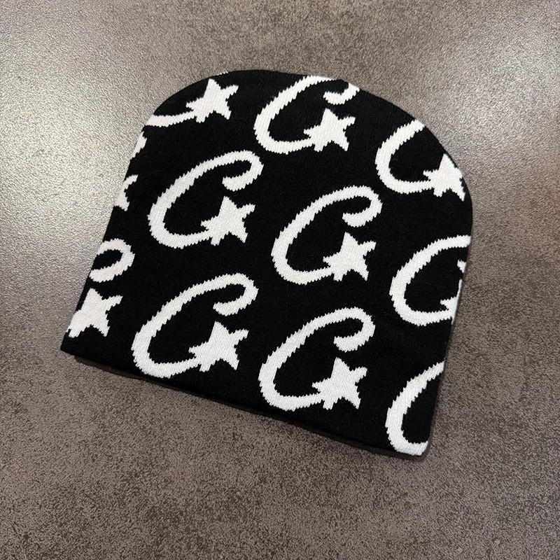 Trendy Knit Hat With Star Print Embroidery Design For Cold Weather Accessory