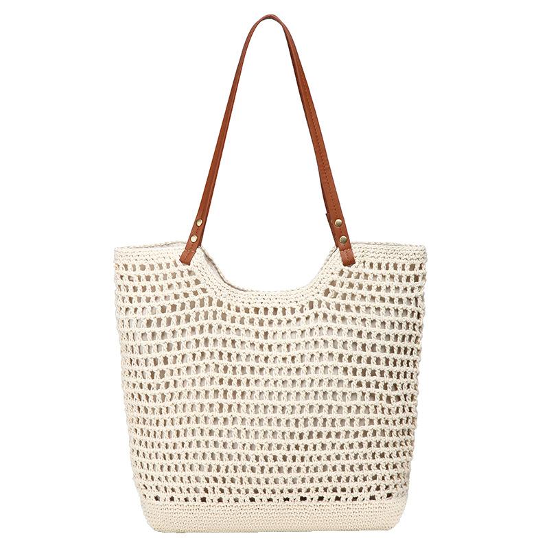 Summer Exquisite Bucket Bag Women'S Large-Capacity Summer Casual Versatile Woven Oblique Shoulder Handbag