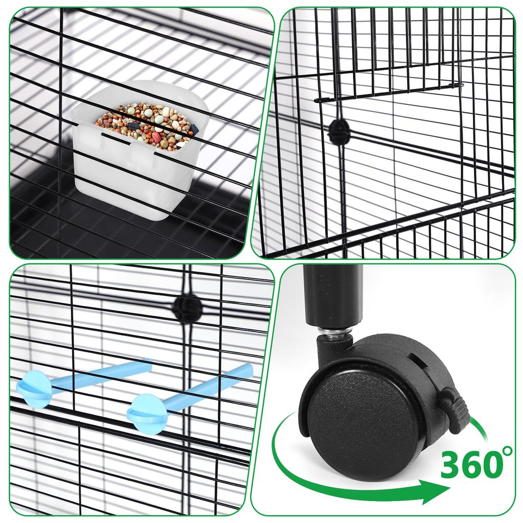 Large Bird Cage for Parrots Spacious Aviary with Standing Pole Luxury Cockatiel & Budgie Habitat Anti-Scatter Design Bird Villa