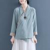 Cotton Linen Shirt Women's Spring Ethnic Harajuku Tang Suit Top Vintage Embroidery Loose Chinese Style Tradition Blouse
