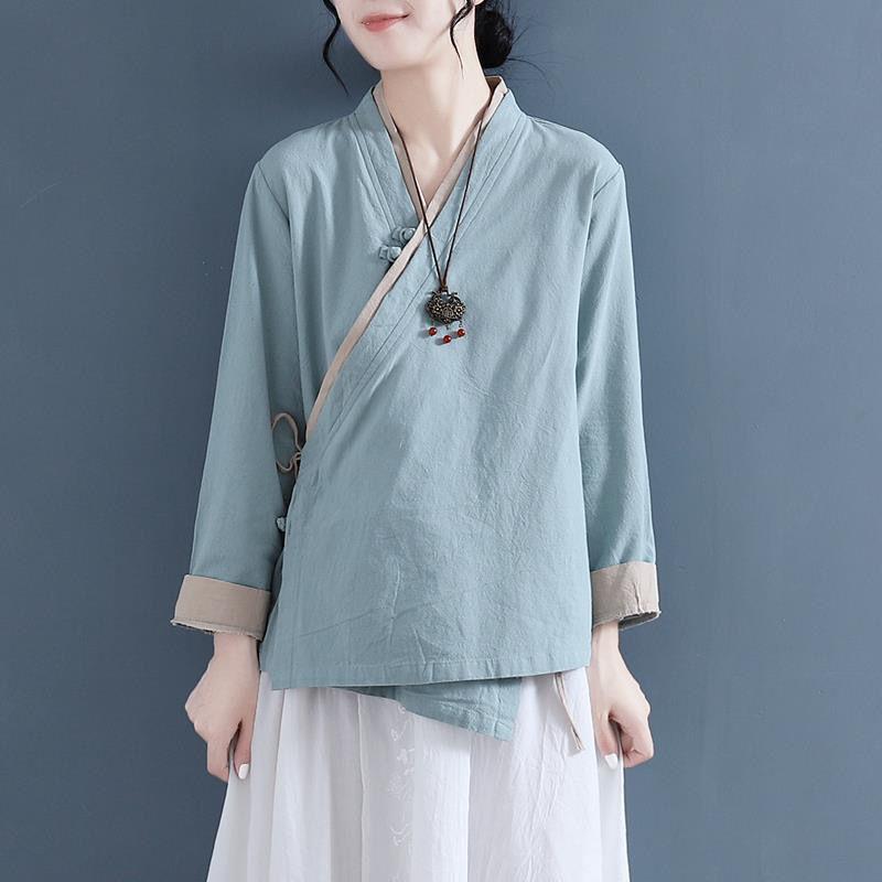 Cotton Linen Shirt Women's Spring Ethnic Harajuku Tang Suit Top Vintage Embroidery Loose Chinese Style Tradition Blouse