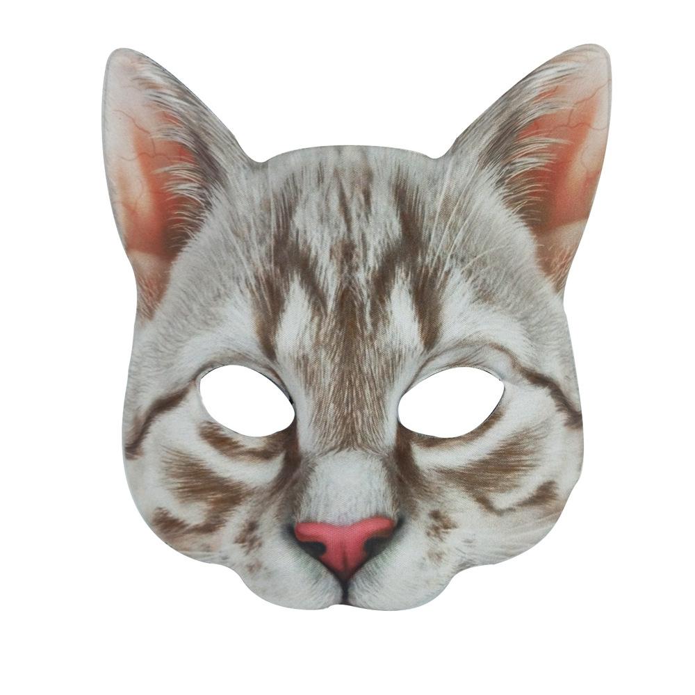 3D Masquerade Party Animal Cat Halloween Carnival Half-face Mask Beauty Cat Silver Layer Face Masks Masquerade Party Decor