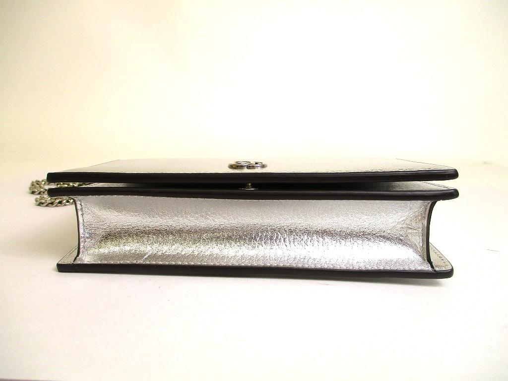 Authentische GUCCI GG Marmont Geldbörse mit Kette Silbernes Leder H/W Umhängetasche Tasche #b053 Vom Verkäufer überholt