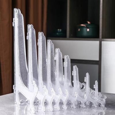 2/5/10Pcs Clear Plastic Plate Holders Triangular Structure Stable Support Foldable Display Stands for Weddings Home Decor Birthdays