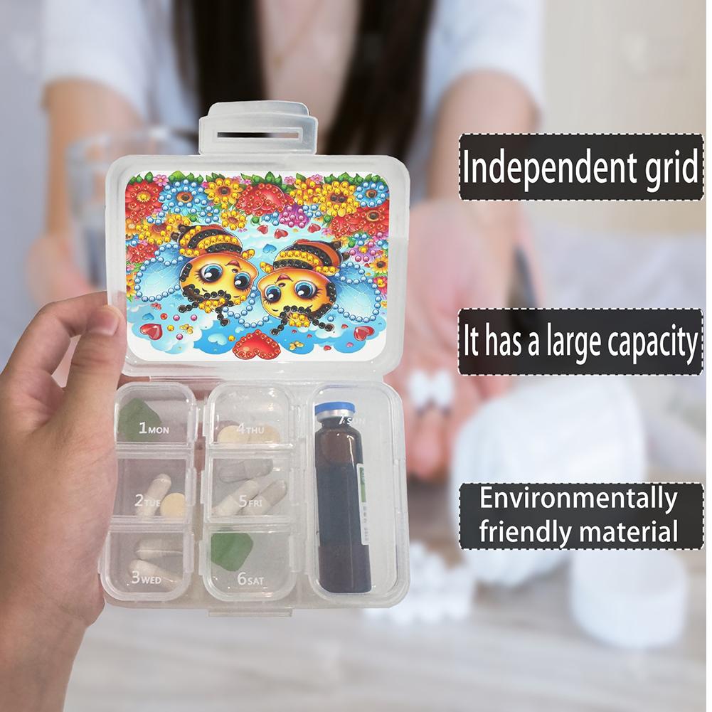 Diamond Art Pill Box Mini Travel Portable Storage Box Rectangular Medicine Box Diamond Painting DIY Blingbling Pill Case Pastill