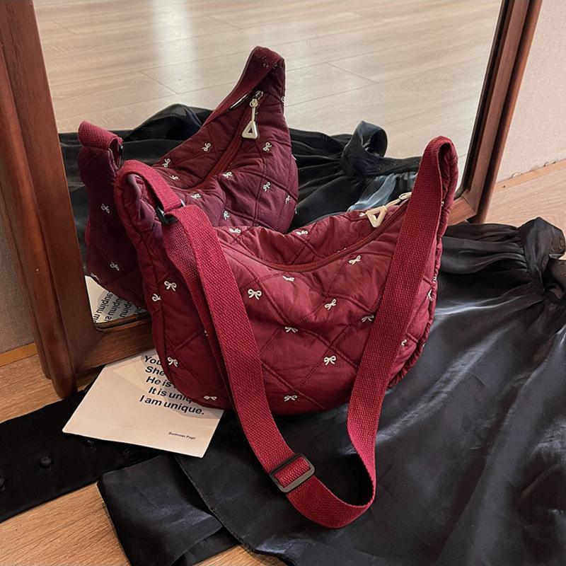 Damska Pikowana Torba na Ramię z Puchu Jesień&Zima Bawełniana Wyściełana Torba Listonoszka Duża Pojemność Wszechstronna Torebka Damska Puszysta Torba Crossbody