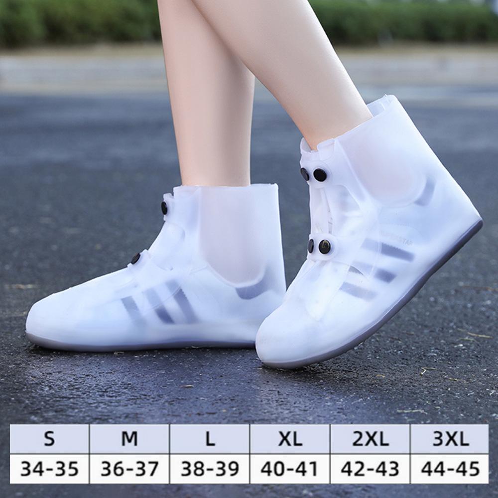 

Женские водонепроницаемые нескользящие силиконовые дождевые ботинки - Многоразовые, непромокаемые, износостойкие, утолщенные бахилы для взрослых S (34-35) белый/чёрный