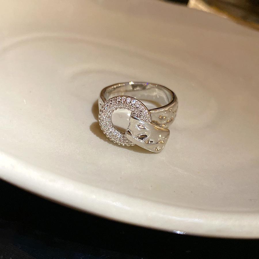 18K Gold Plated Zircon Round Open Ring - High-End Fashion Jewelry for Women