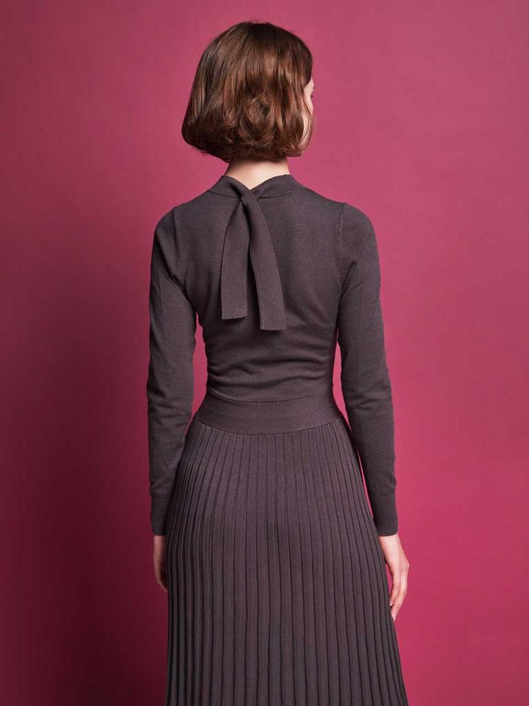 I Holic Cashmere Neckstrap Flare Knit Dress