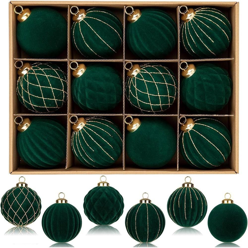 Christmas Ball Ornament Set, Dark Green Hanging Decorations for Christmas Tree and Holiday Home Decor