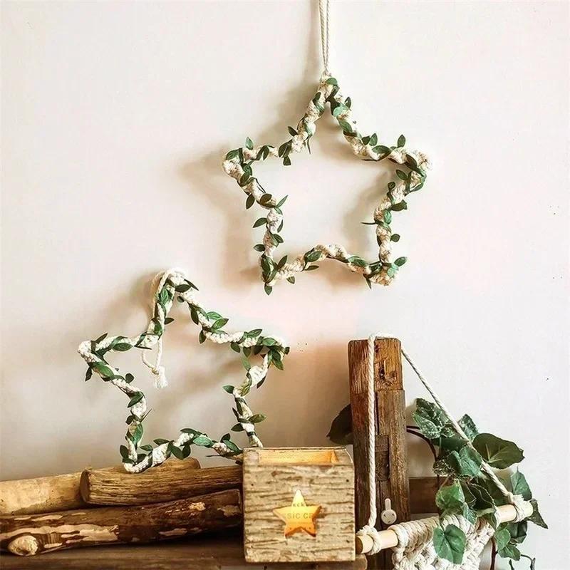 Christmas Home Party Decoration Supplies Stars and Leaves Wall Hanging Tapestry Boho Dorm Living Room Home Creative Decoration