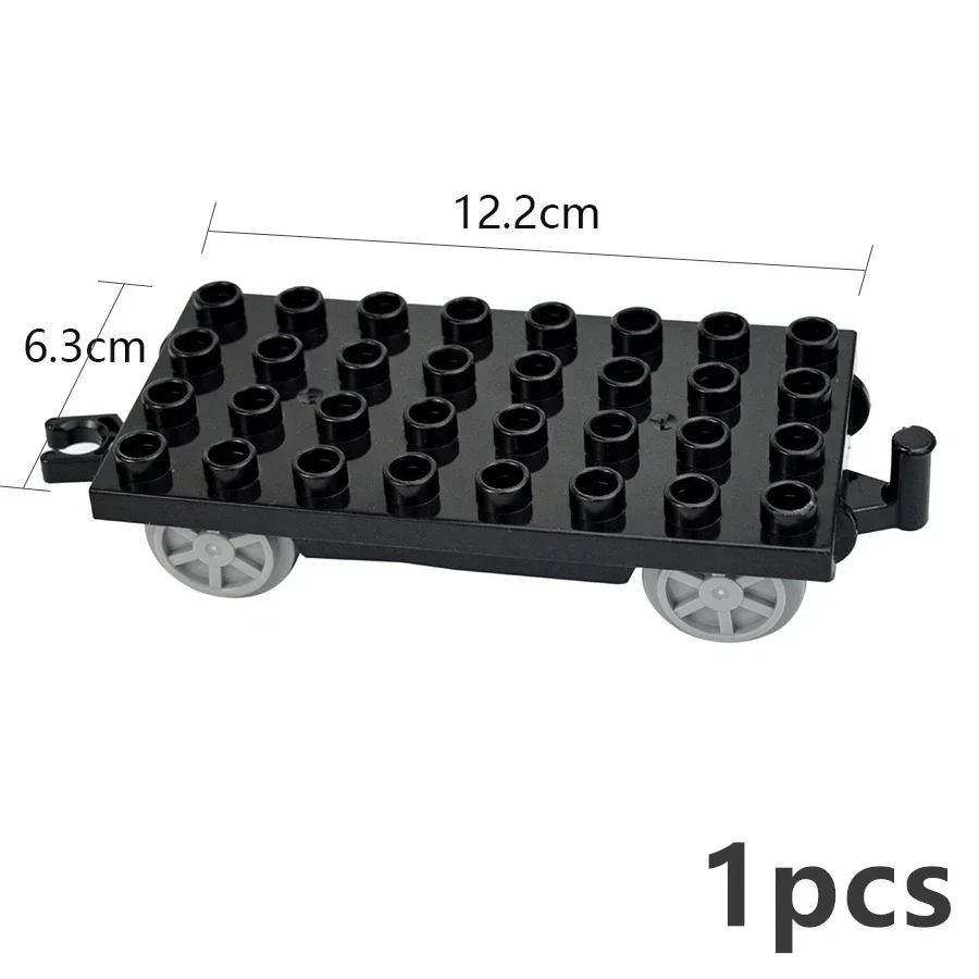 City Train Car Transport Accessorie Straight Curved Uphill Rail Constructing Block Big Dimension Track Railway Brick Compatible Duploes