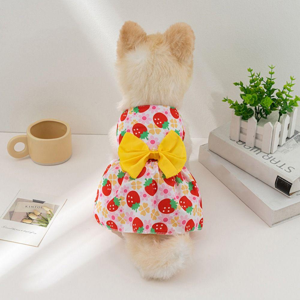 

Comfortable Bowknot Floral Dog Dress Polyester Puppy Sleeveless Skirt Summer S оранжевый