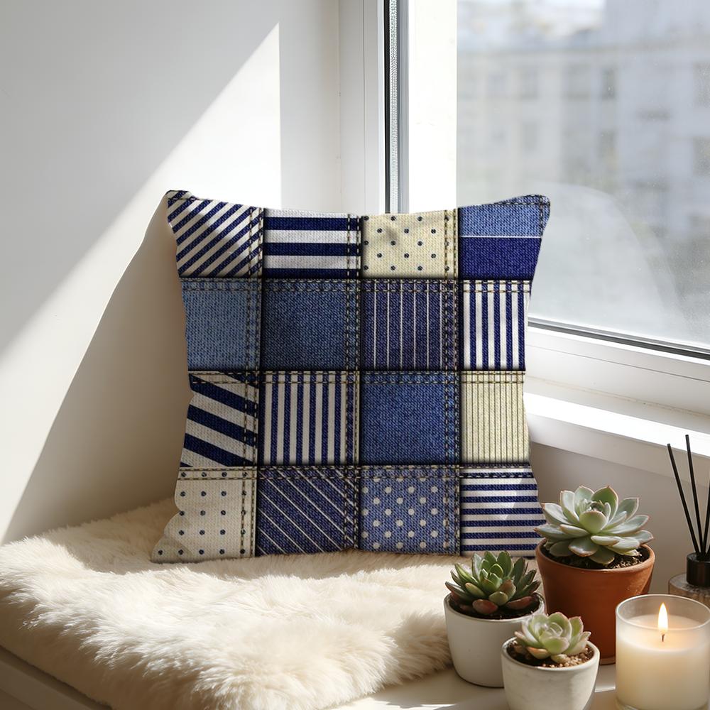 Vintage Patchwork Cushion Cover Cozy Velvet Throw PillowSoft Warm Cushion For Sofa Bed