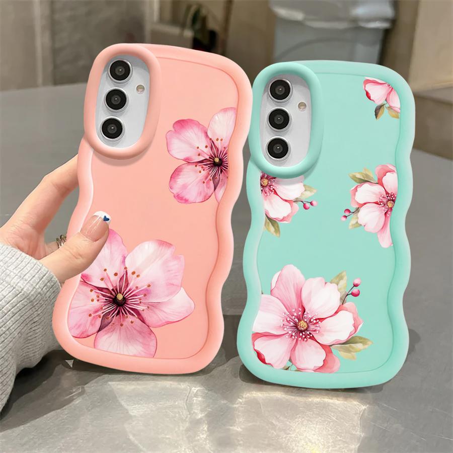 Pink Flower Soft Phone Cover Case for Samsung Galaxy A15 A16 A52 A21s A13 A11 A14 A12 A05 A22 A53 A33 A23 A03 A06 A04
