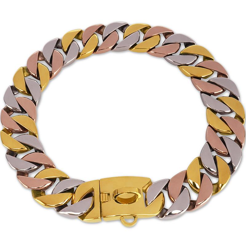 Pet Chains Collars Stainless Steel 32mm Wide Gold Dog Chain Collar for Large Dogs Heavy Strong Chew Proof