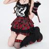 LAVASEON Checkered Mini Tiered Mori Chain Accessory Skirt, Punk, Ruffled, Length, Cute, Women's, Mass-Produced, Subculture, School-Style, Skirt, Red,