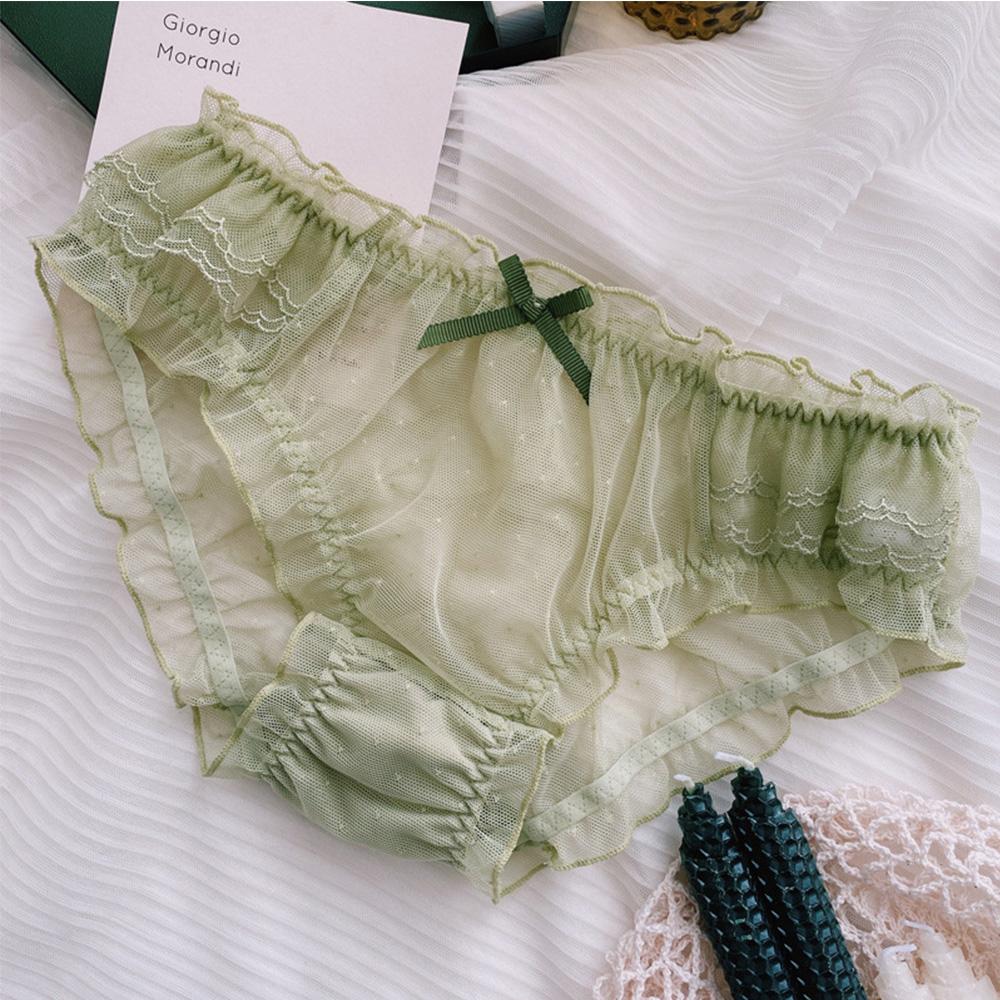 Sexy Thong Hollow Transparent Bow Lace Lingerie Mesh Panties Briefs Underwear