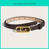 Gold Simple Oval Buckle Decoration Women Solid Color Slim Belt For Use Daily