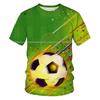 3D Tištěný Fotbalový Vzor Módní Trend Kulatý Výstřih Krátký Rukáv Ležérní Dětská Chlapecká Trička
