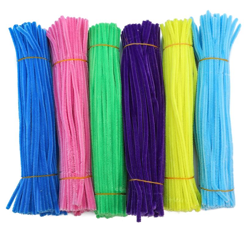 100 stk Fargerik Chenille Stilk Tvunnet Stang Ullrot Fluffy Bar Jernwire DIY Håndverk Tvinning Dekorasjoner Piperensere Plysj