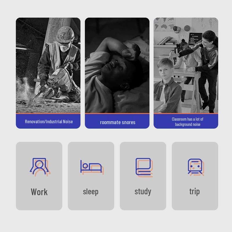 Soundproof Waterproof Silicone Earplugs with Anti-lost Cord for Swimming and Noise Reduction