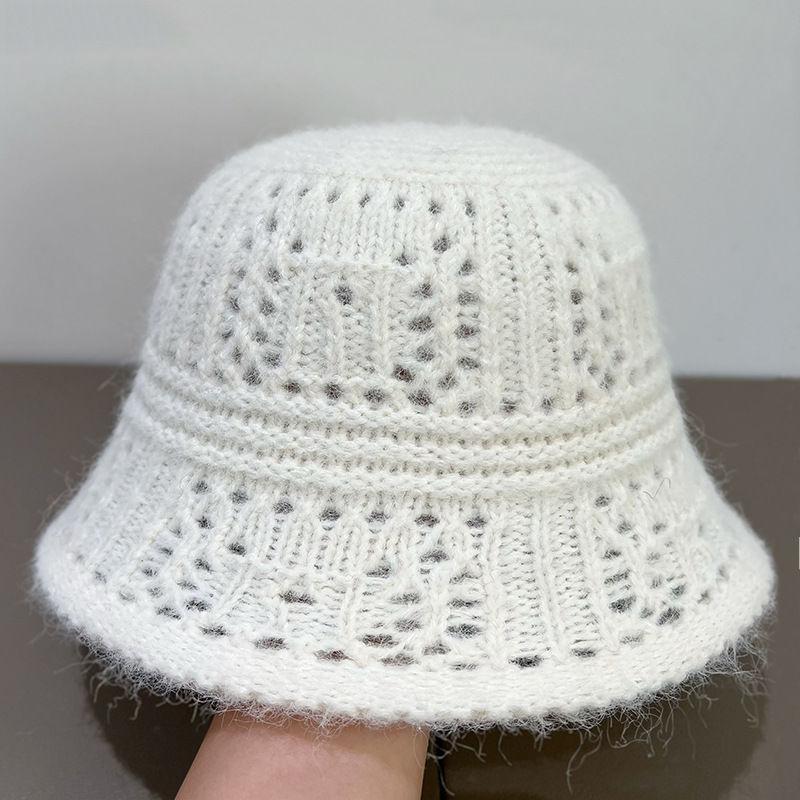 New Striped Lace-up Knitted Pullover Hat Women's Spring and Autumn Fashion Wool Fisherman Hat
