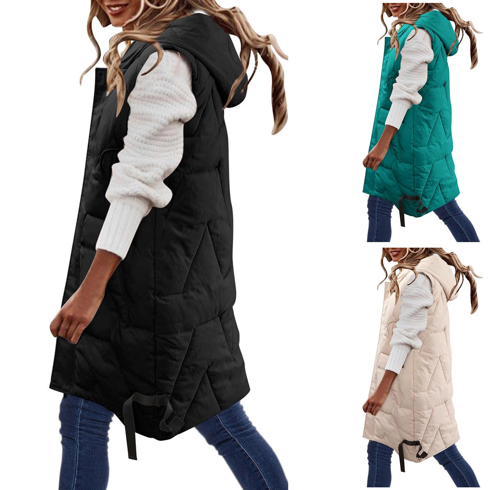 

Женская модная куртка-жилет из хлопка с капюшоном и без рукавов на осень и зиму