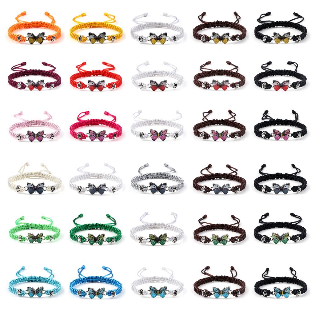 Handmade Rope Butterfly Charm Wristband Anklets Boho Jewelry for Women Teen
