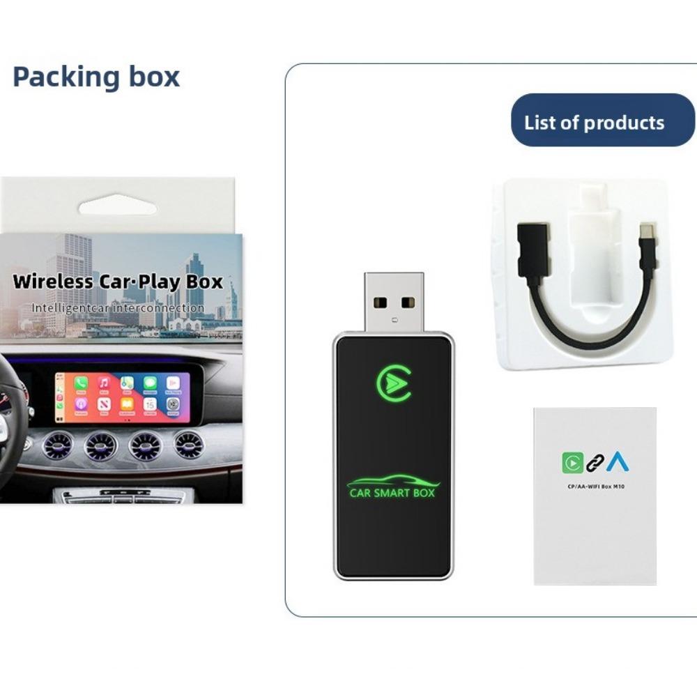 Car Wireless Carplay Box USB Plug Play Convert Wired to Wireless with Colorful Glass Cover