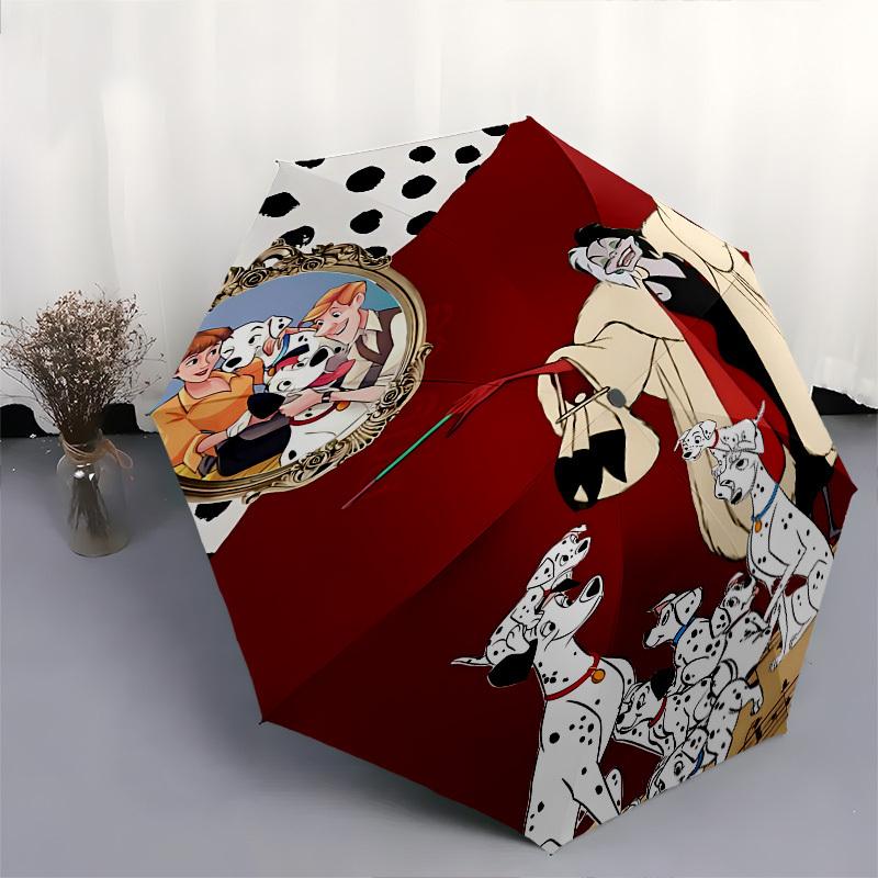 101 Dalmatians, Cruella de Vil Themed Automatic Opening and Closing Umbrella, Brightly Colored 8-rib Portable Umbrella, Suitable for Men and