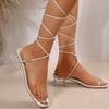 Women's Strapping Sandals High Heels Square Heels Caligae 2024 Elegant Woman Heeled Shoes