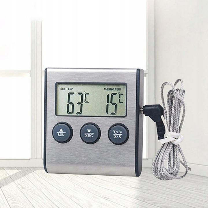 Termometr Do Piekarnika Wędzarni Termostat Grill Mięsa Sonda Timer Minutnik