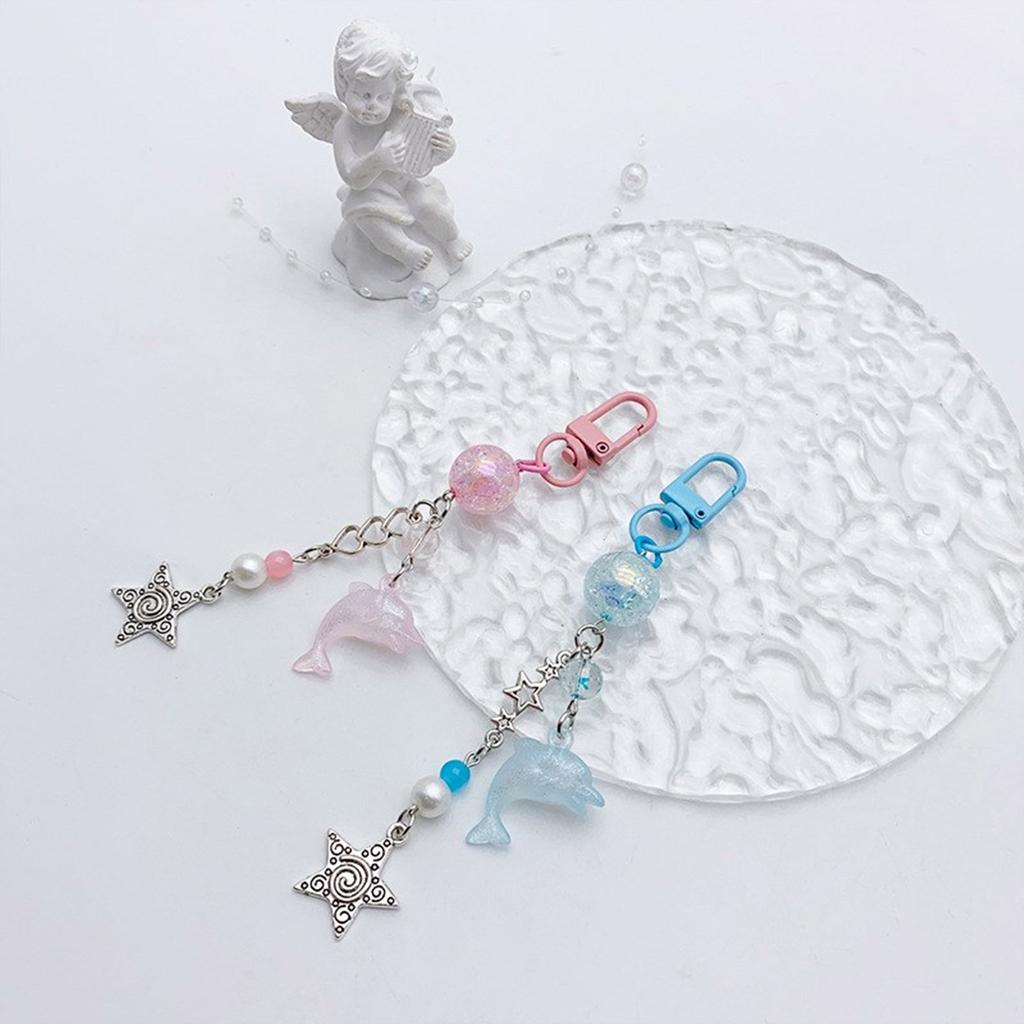 Cute Bowknot Pendant Keychain Dolphin Phone Charm Stylish Beaded Keychain Elegant Bag Pendant Suitale for Daily Use