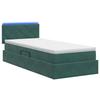 LED Storage Bed with Mattress Dark Green 90 X 200 Cm Velvet