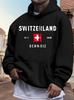 Schweiz EST. 1948 Kapuzenpullover mit rotem Fleece-Futter - Lässiges Sweatshirt mit Aufdruck und Schweizer Flaggen-Design