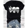 Round-neck Fashionable Skull Print Top Women's T-shirt with Loose Short Sleeves