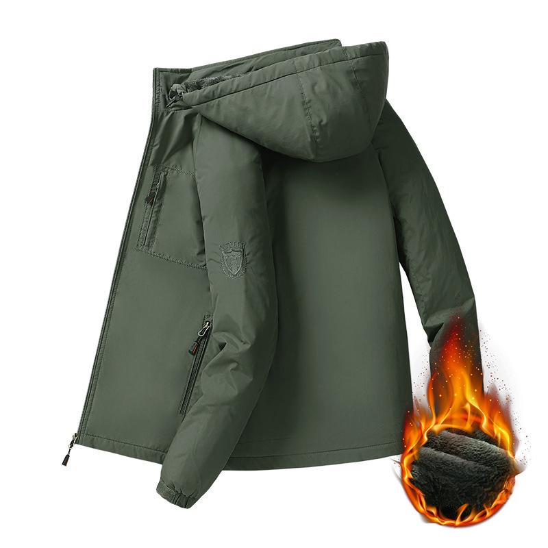 Fleece Thickened Jacket Men's Jacket Cotton Clothes Men's Loose Stand-up Collar Jacket Autumn and Winter