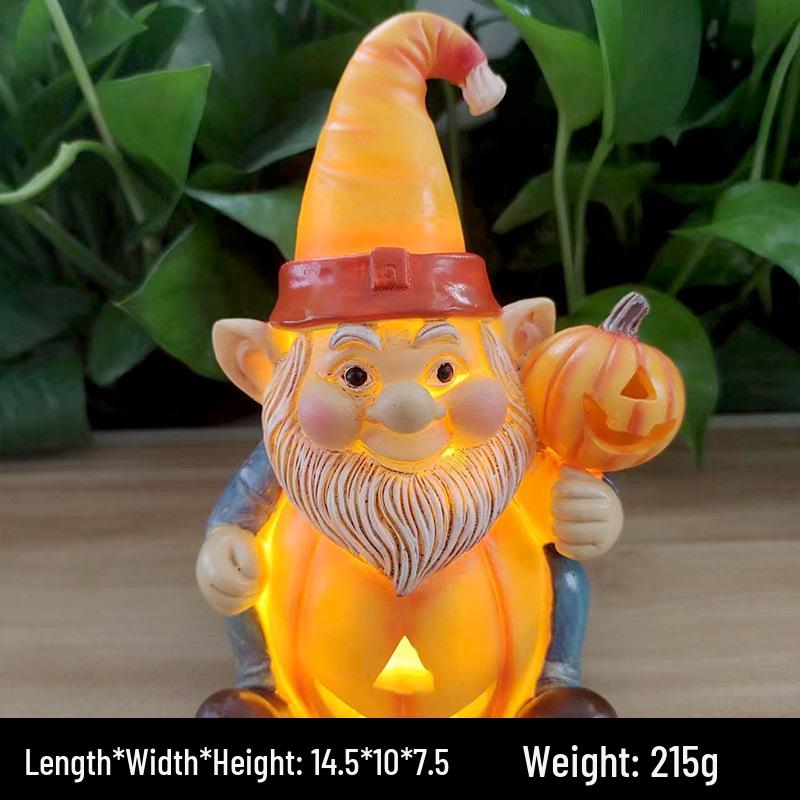 Light-Up Pumpkin Old Man Halloween Yard and Home Decor Resin Craft