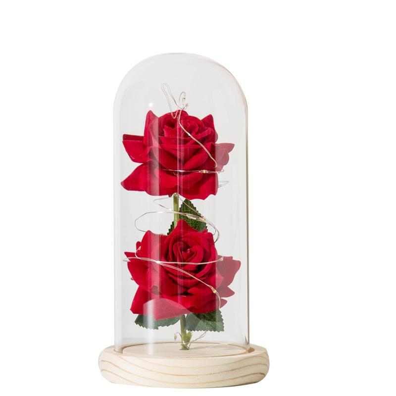 Eternal Red Rose Luxurious Gold Foil Flower LED Glass Dome Beautifully Packaged Forever For Home Decoration Anniversary Gift