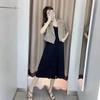 Dwuczęściowy garnitur cienki płaszcz + seksowna sukienka na szelkach damska prosta sukienka do pracy na co dzień jednokolorowy krótki cienki płaszcz nowa nowa moda