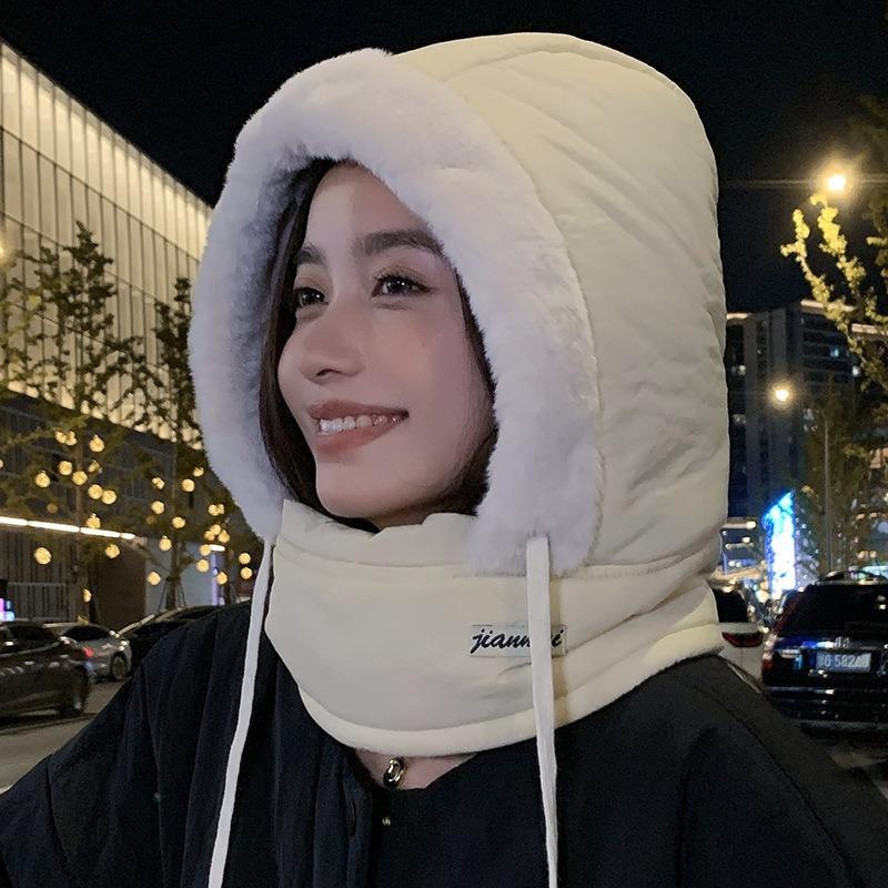 Men's winter windproof and cold mask hat integrated fleece thickened riding electric vehicle windproof cap